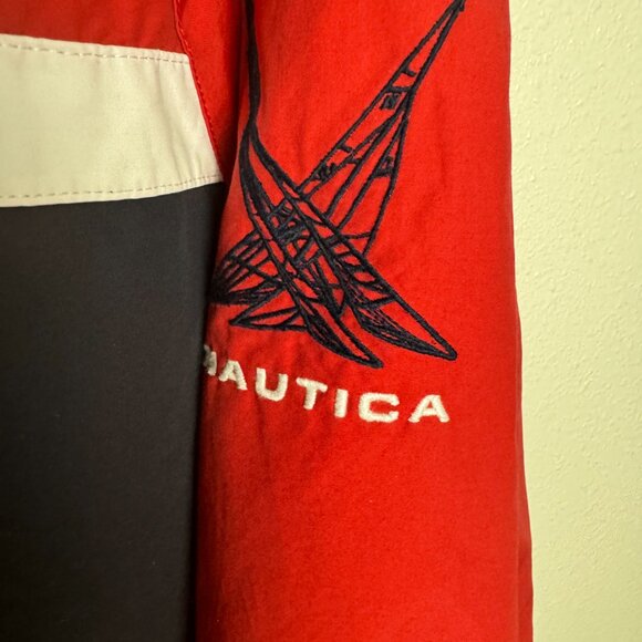 Nautica Windbreaker Jacket Colorblock Blue & Red & White Size L - Picture 2 of 14